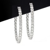 7.06 Cts. 18k White Gold Medium Inside Out Diamond Hoop Earrings 7.06 Cts. 18k White Gold Medium Inside Out Diamond Hoop Earrings
